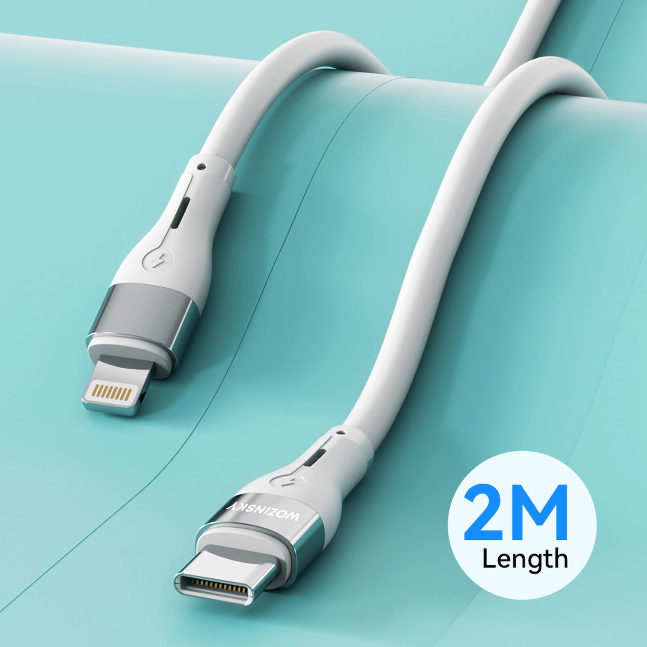 kabel przewód do iphone usb-c - lightning pd 27w 2m biały