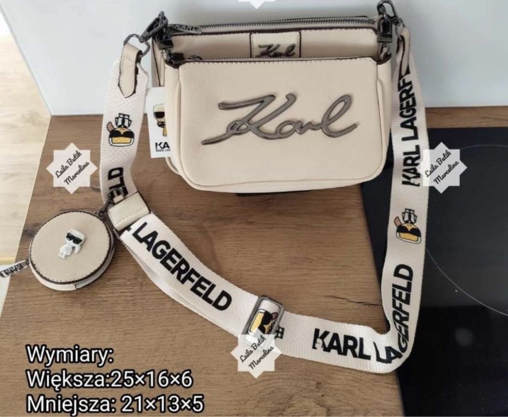 Torebka damska listonoszka torba Karl Lagerfeld 3w1 pasek logowany