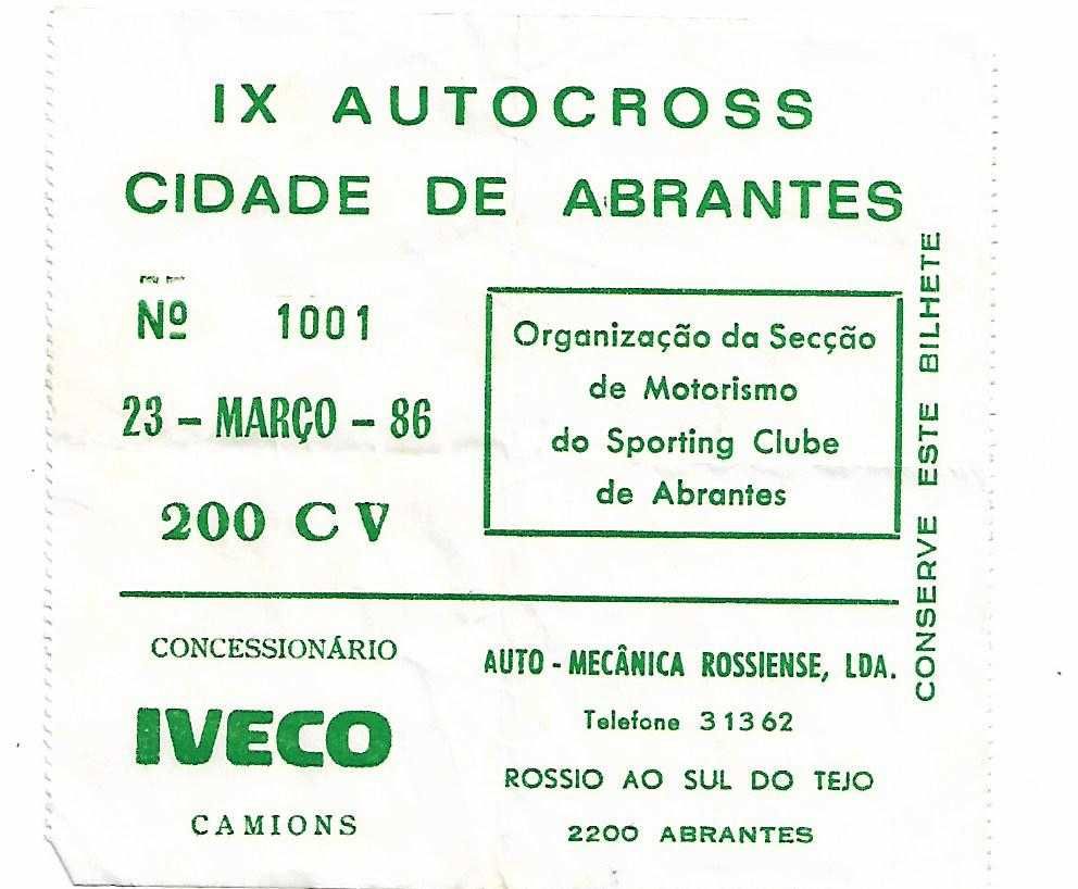 Bilhetes de automobilismo/motocross dos anos 80-Raros II