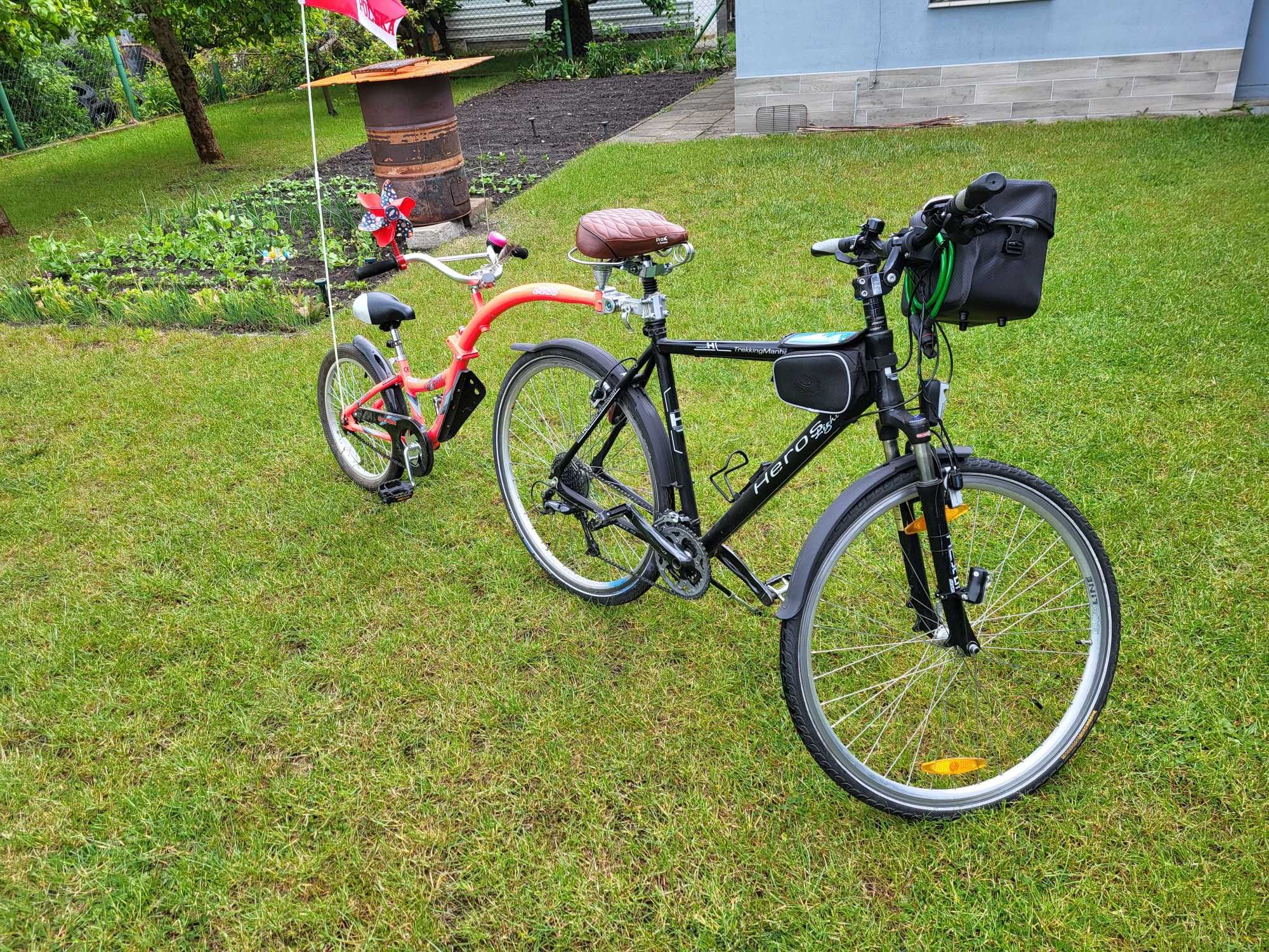Przyczepka, doczepka do roweru dla dzieci WeeRide Różowy Tandem