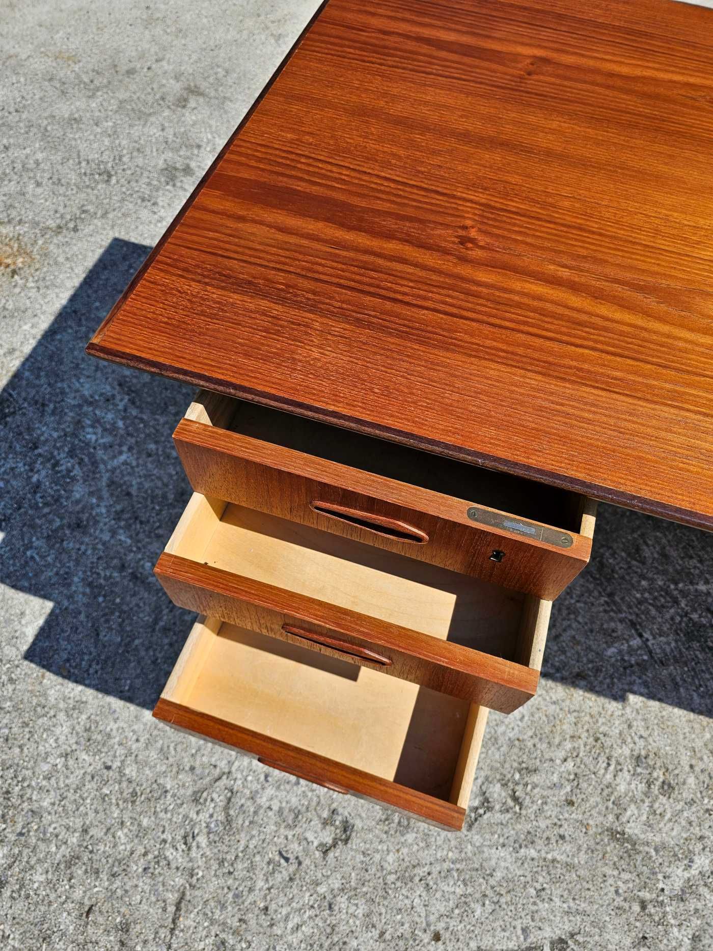 Biurko teak, tekowe, dwustronne, duński design, vintage, lata 60.