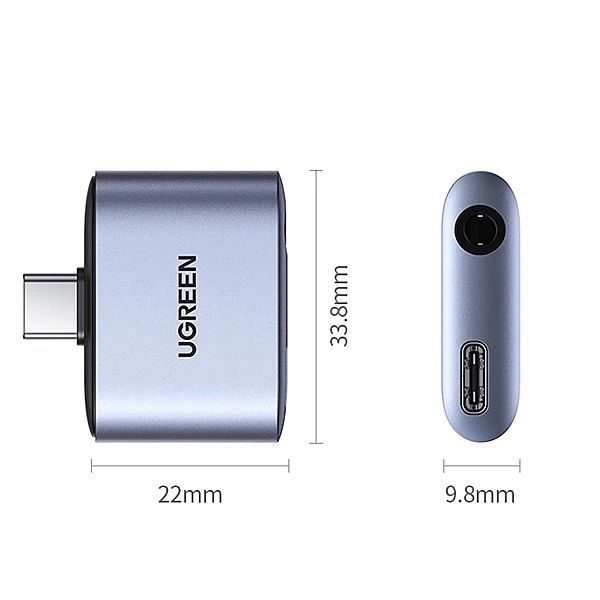 Adapter audio Ugreen Cm231 Usb-c mini jack 3,5 mm - szary