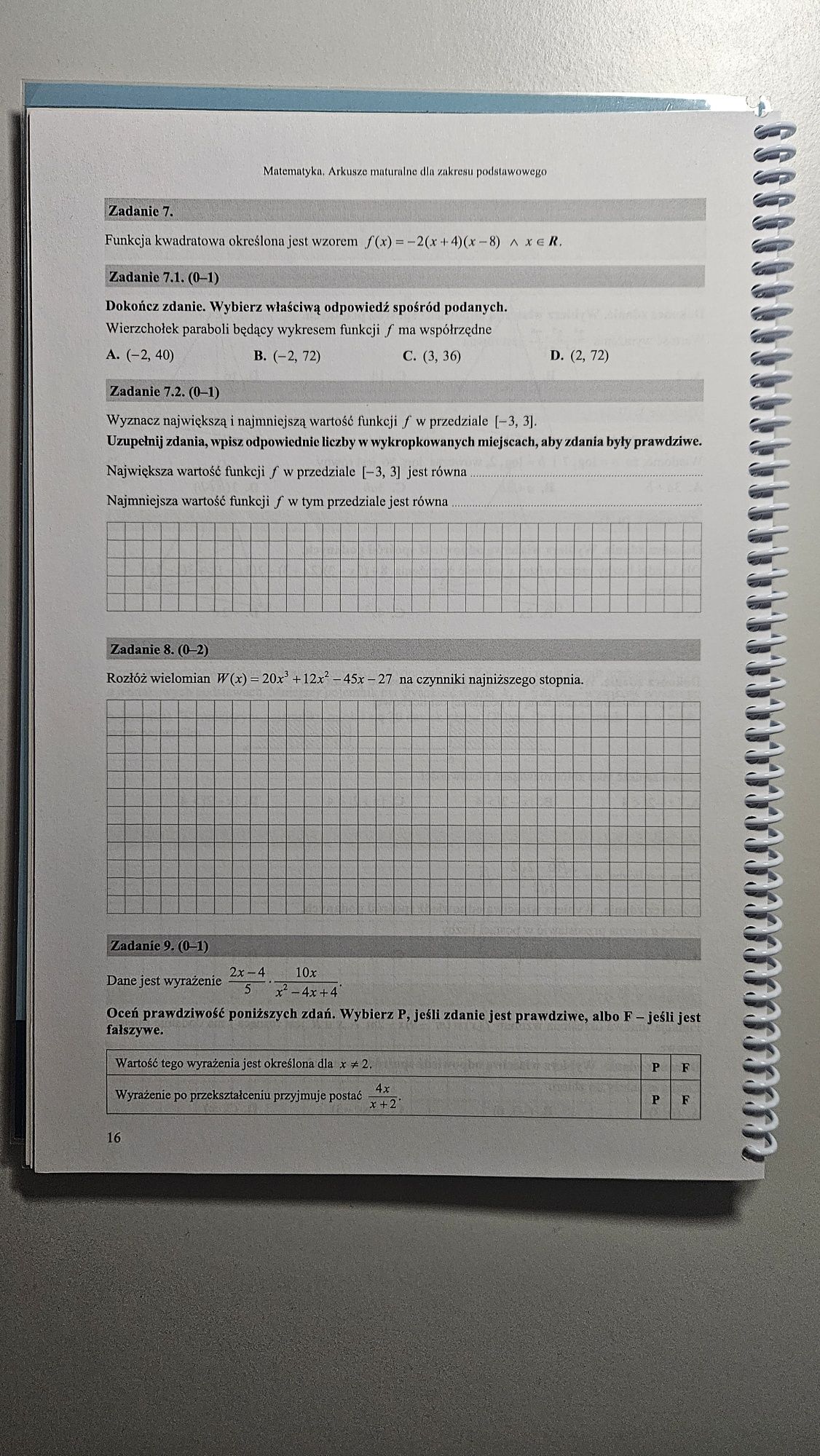 Matematyka Arkusze zakres podstawowy Matura 2025 Nowik Romanowska