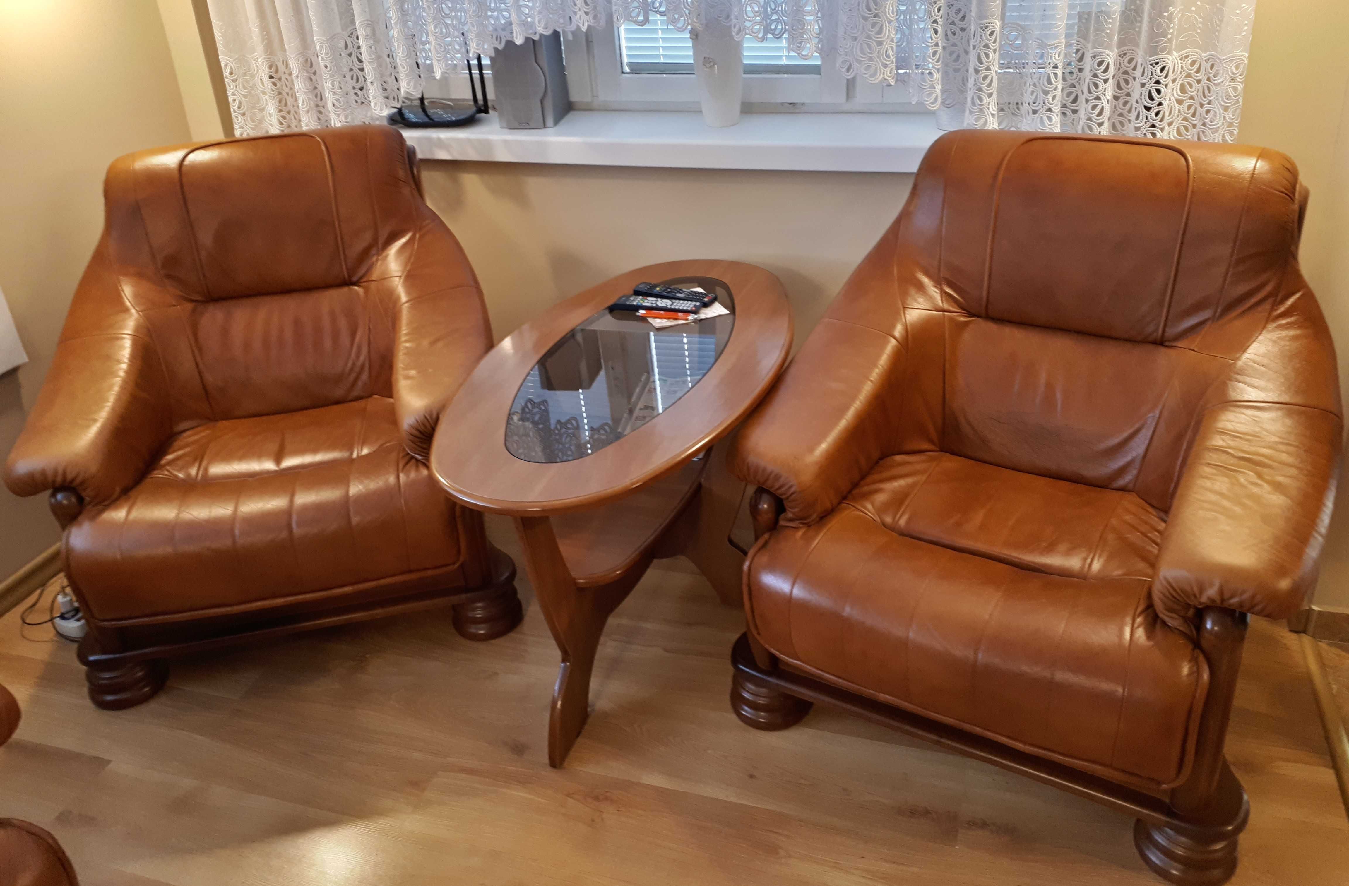Komplet wypoczynkowy , skóra (sofa +2 fotele)