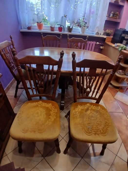 Stół dębowy +6 krzeseł