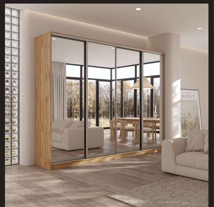 Шафа купе шкаф  зеркало Viant Light kombo 3 м висота Дуб тахо