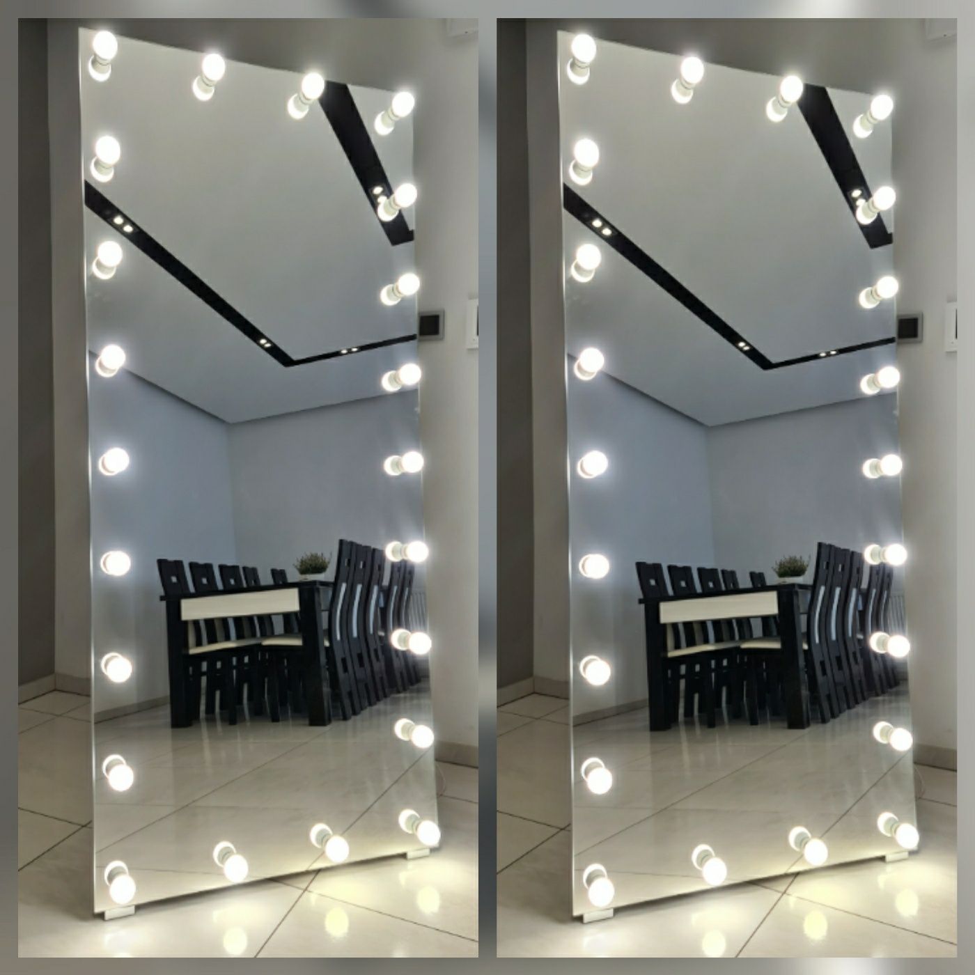 Lustro do makijażu 180x80 stojące z zarowkami Hollywood makeup led