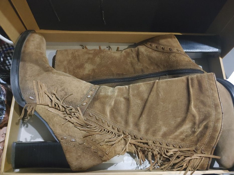 Сапоги чоботи черевики  замшевые р 39-40 ковбойки