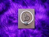 Pulseira cristal vidro facetado branco com concha - Nova