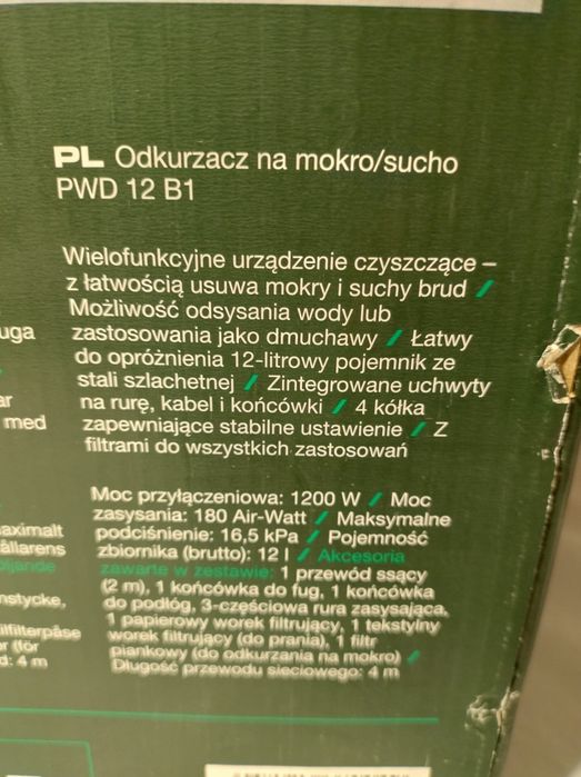 Odkurzacz przemysłowy na mokro i sucho 1200W Parkside
