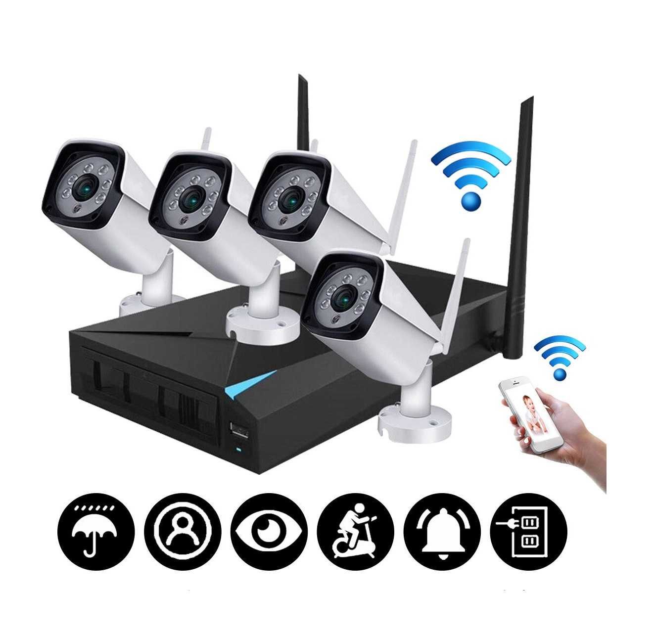 Kit Video Vigilância WIFI Profissional 4 Cameras Sem fio 1080P NOVO