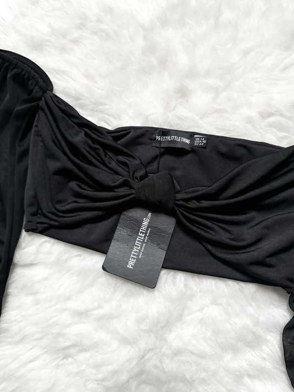 Crop top transparentne rękawy s m bufiaste rękawy przezroczyste