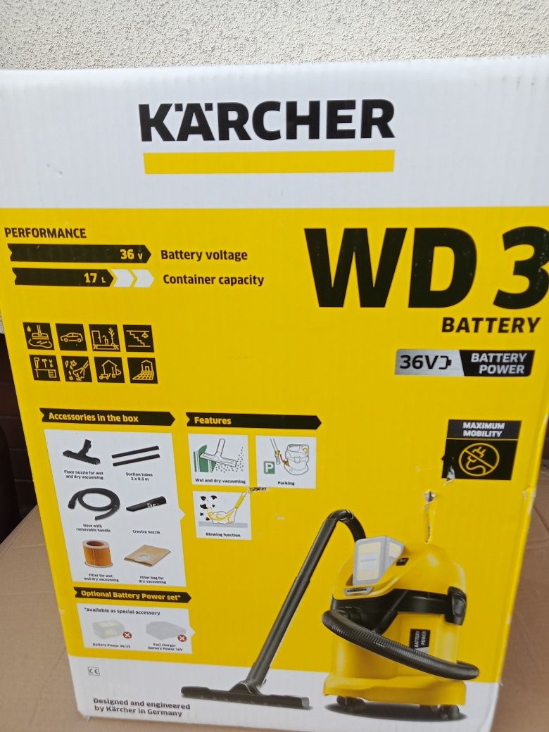 Odkurzacz szorowarka Karcher WD 3 Premium akumulatorowy okazja 36v zes