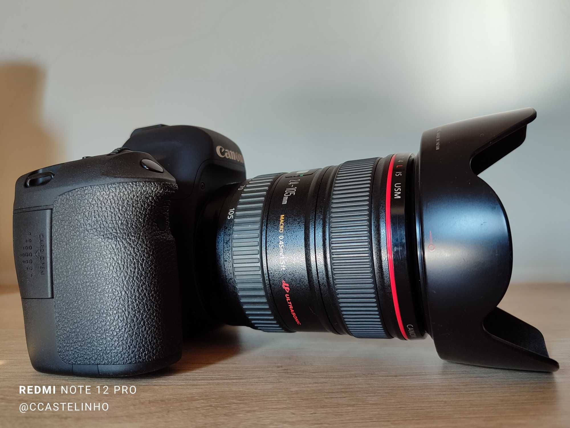 Canon 6D + Canon 24-105mm F4 L IS USM + extras - só 40 mil disparos