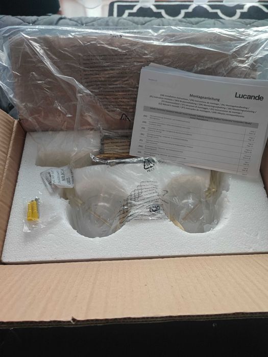 Nowa złota lampa, kinkiet Lucande