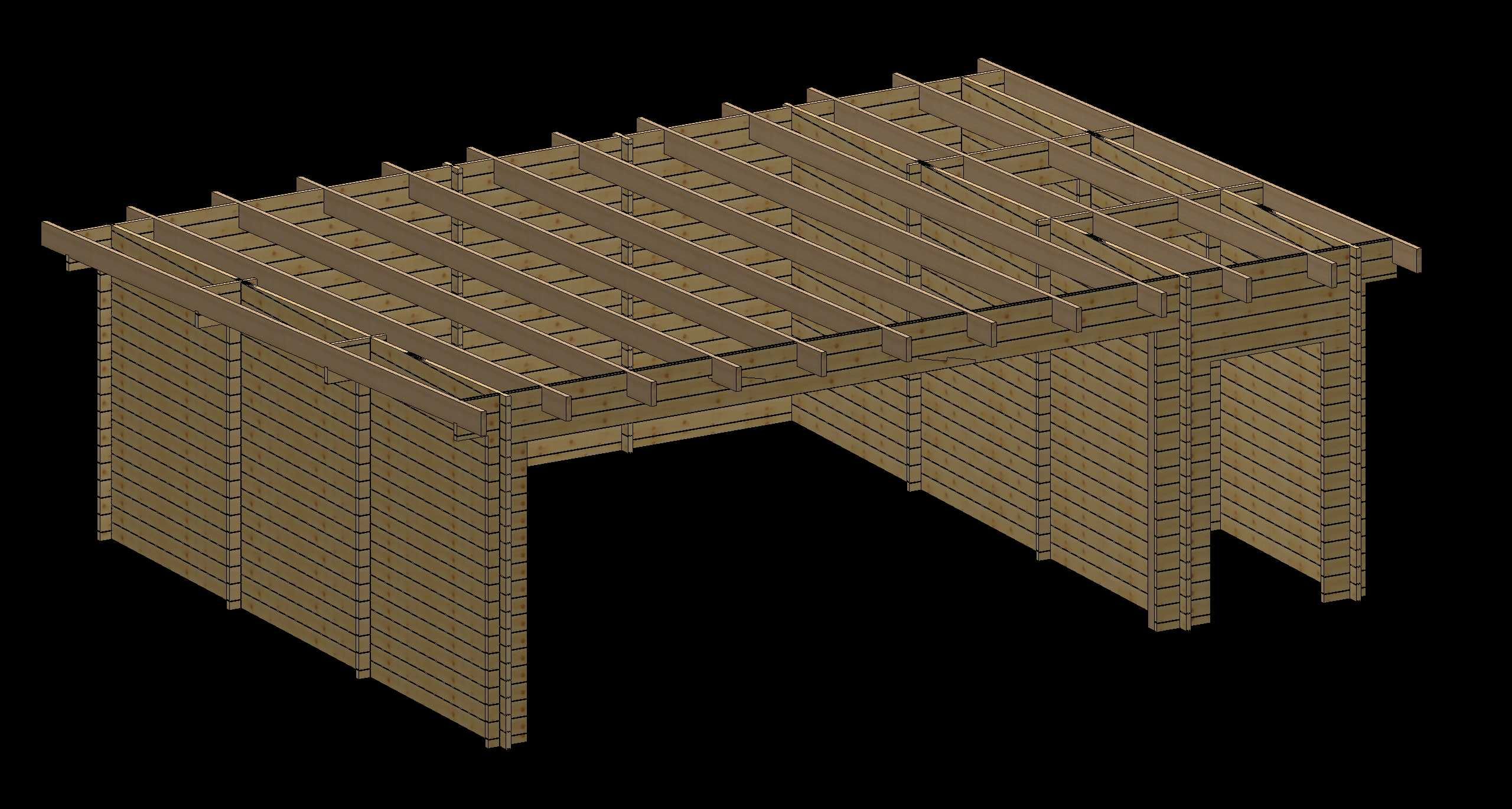 wiata garażowa 6,8x8,3m balik 44mm + pomieszczenie gospodarcze