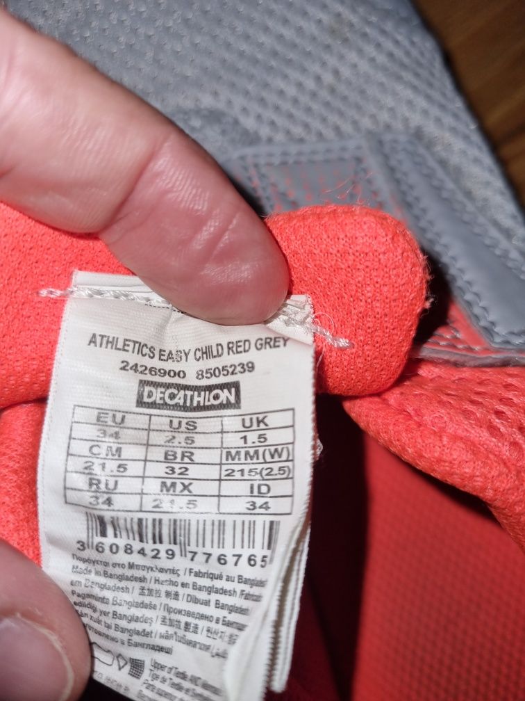 Ténis Kalenji  Decathlon,  laranja e cinzento -  com velcro