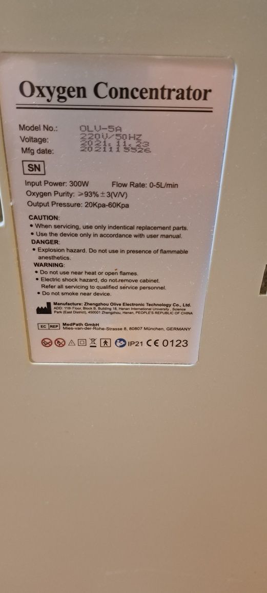 Koncetrator tlenu OLIVE OLV-5A