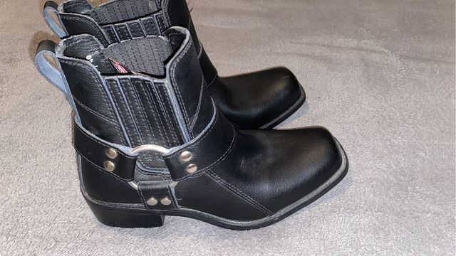 Buty motocyklowe damskie, nowe, skóra, kowbojki 40