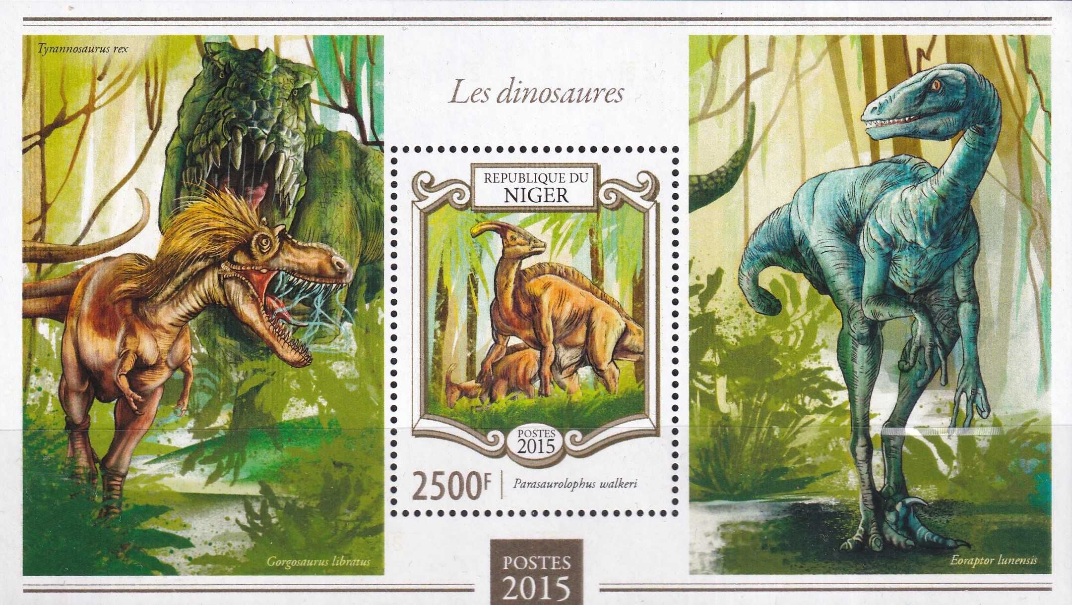 Niger 2015 cena 5,90 zł kat.9€ - dinozaury, blok