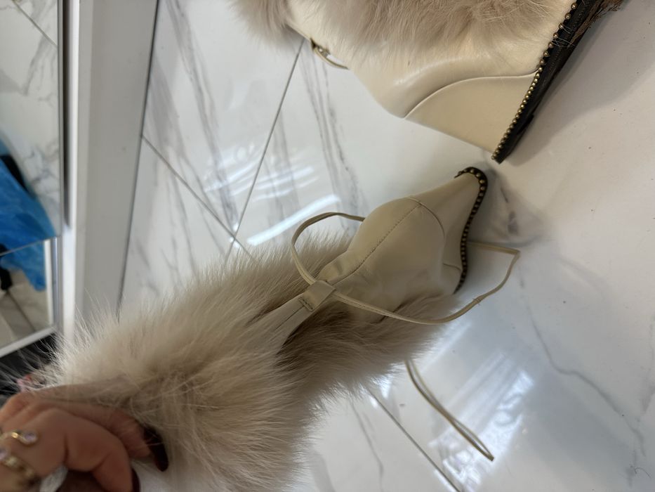 Ice queen design buty z lisem futrem naturlanym