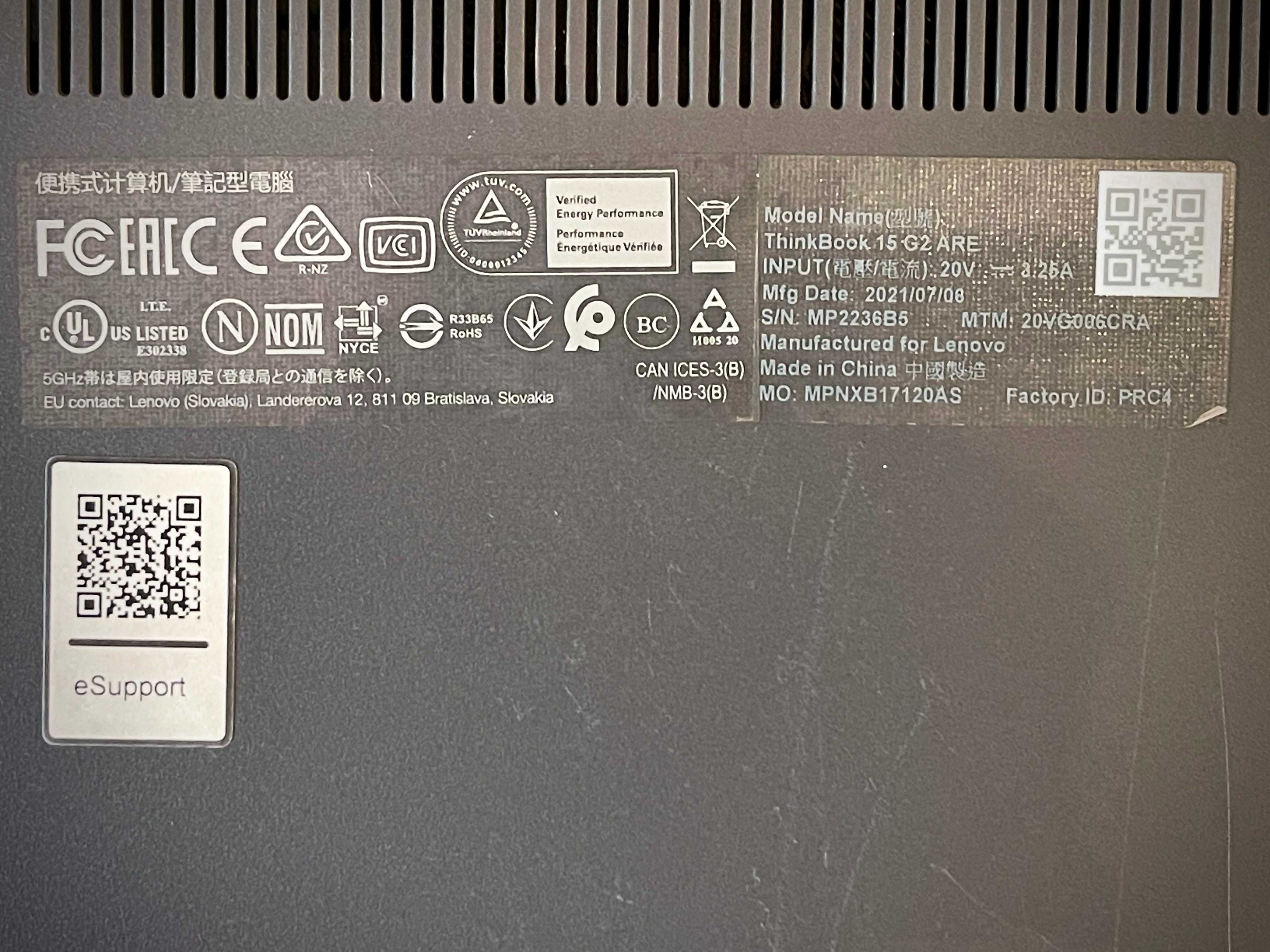 Lenovo ThinkBook 15 G2 ARE IPS Ryzer3 4300U 8/256 GB Type-C
