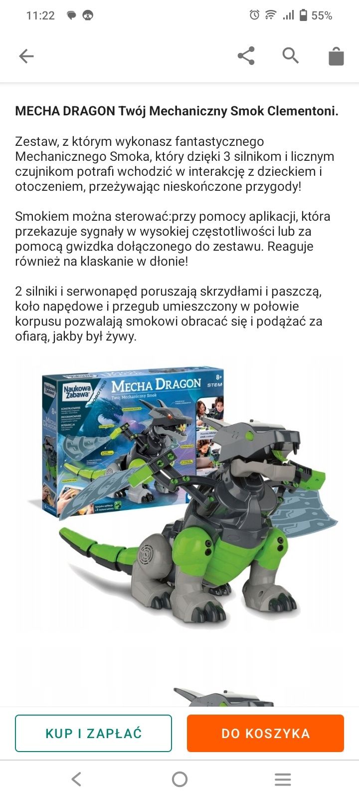 Mechaniczny smok Clementoni