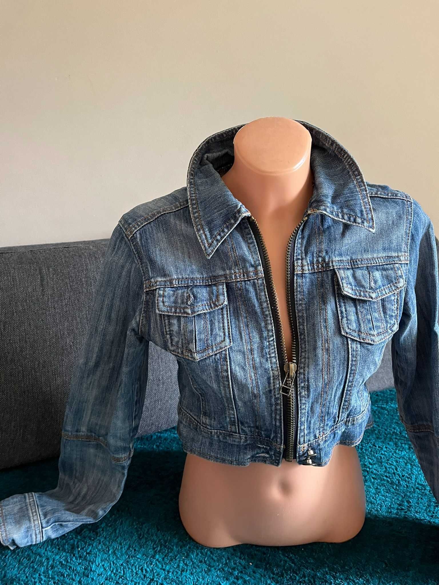 Kurtka damska jeansowa krotka True Denim L elegancka