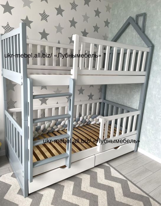 Кровать двухъярусная деревянная Синди2,двоярусне (двоповерхове) ліжко