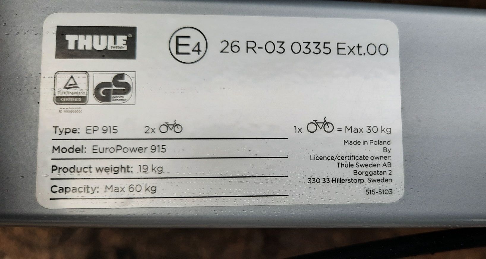 THULE 915 / 936 EP bagażnik rowerowy jak NOWY 2 elektryczne , e-bike