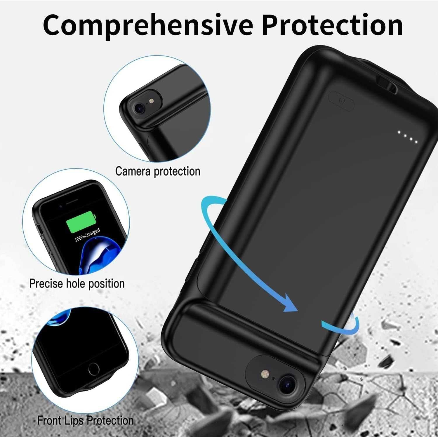 YISHDA etui z baterią do iPhone 6/7/8 SE 2020 / 2022 powerbank 6800mAh