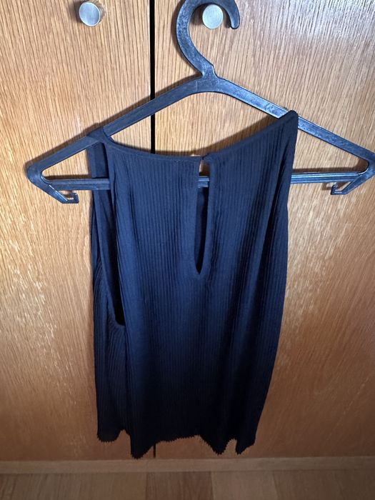 Top preto seda Massimo Dutti