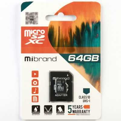 Microsdhc (UHS-1) MIBRAND 16, 32, 64, 128 GB CLASS 10 (ADAPTER SD)