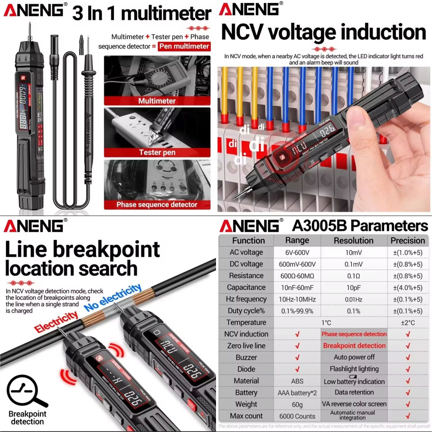 Мультиметр ручка ANENG A3006 A3005D A3005B B16