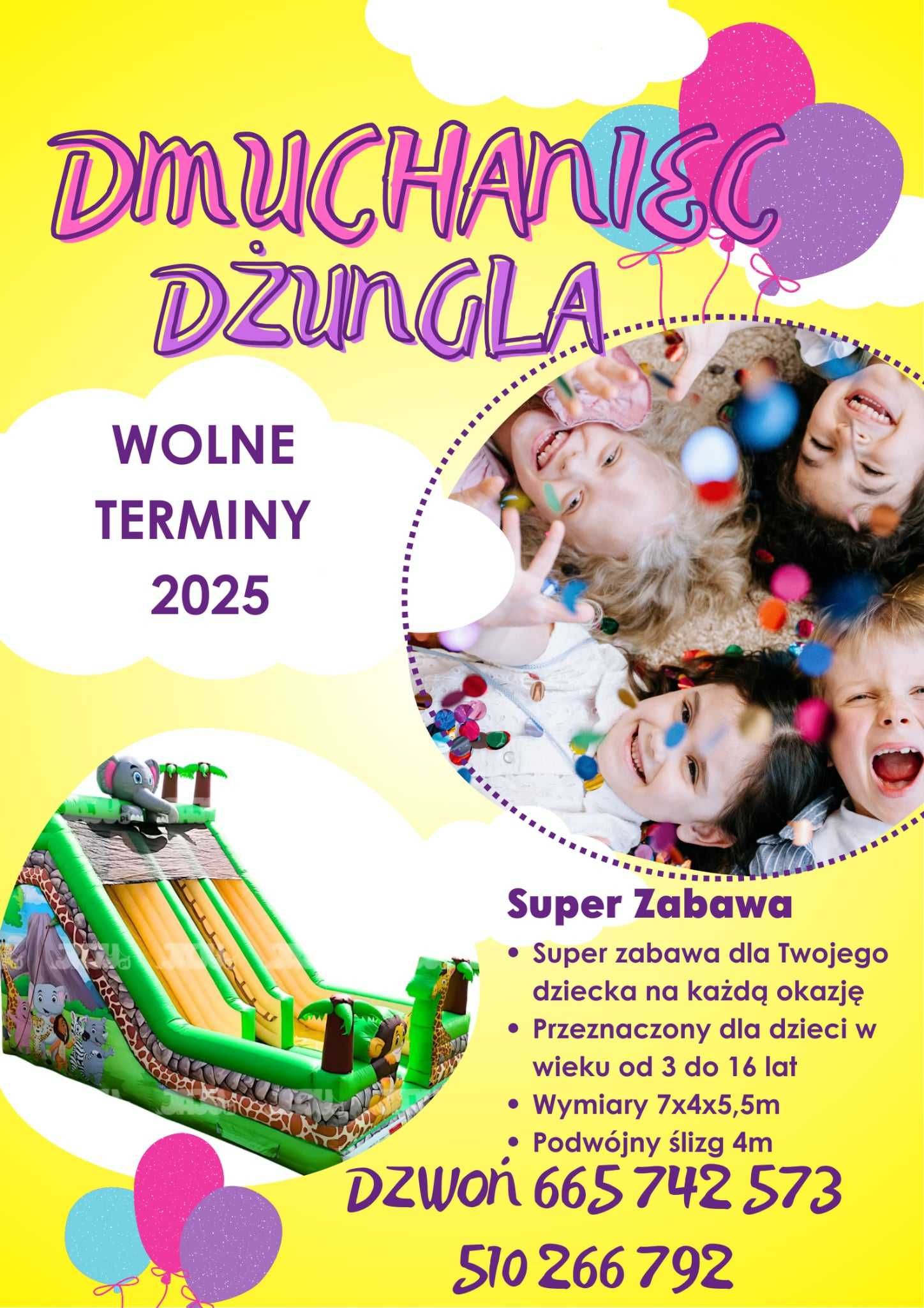 DUZY DMUCHANIEC dmuchana zjeżdżalnia WOLNE TERMINY 2025  dojazd gratis