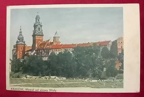 Pocztówka Kraków Wawel od strony Wisły przedwojenna