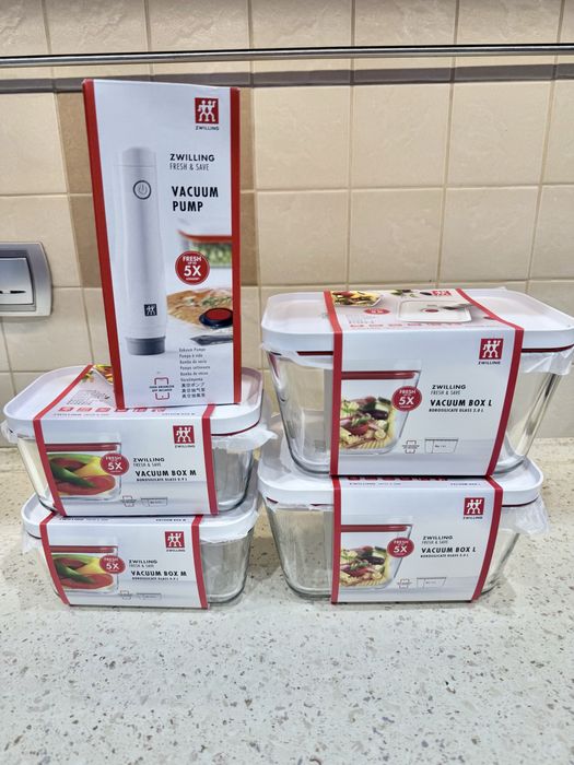 Pojemniki szklane, próżniowe zwilling +pompka