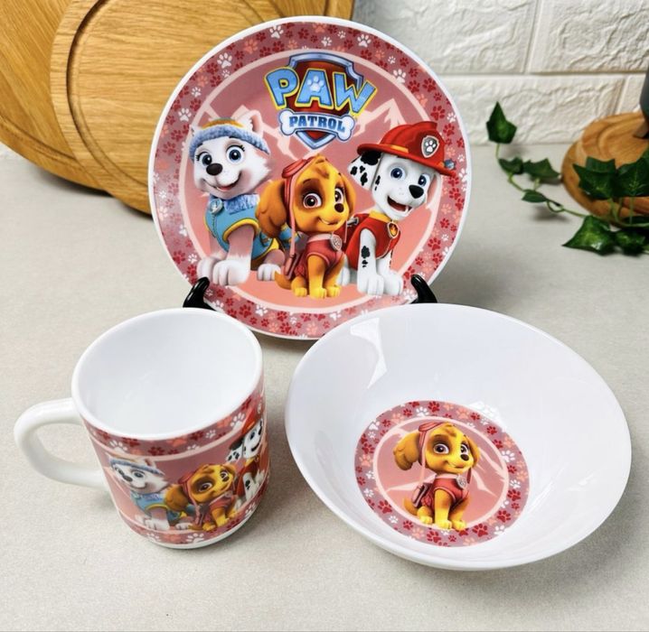 Подарунковий набір дитячого посуду Щенячий патруль для дівчинки