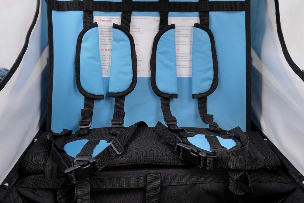 Przyczepka rowerowa z amortyzatorem 2-osobowa +JOGGER niebieski