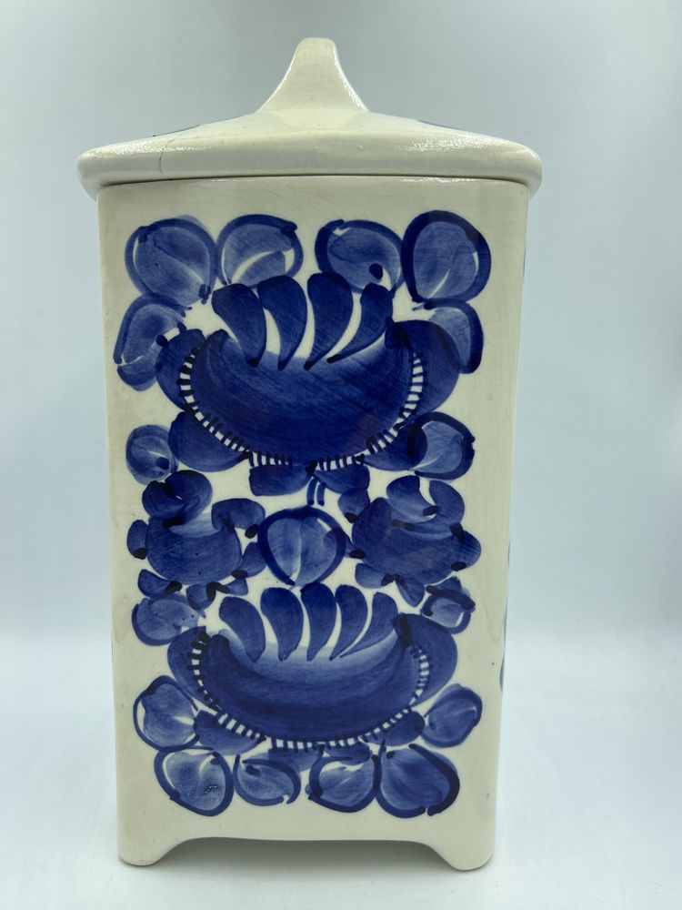 Pojemnik fajans włocławek kobaltowe kwiaty B8124