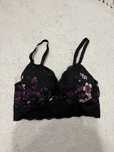 Biustonosz braletka H&M czarny w kwiaty 75B