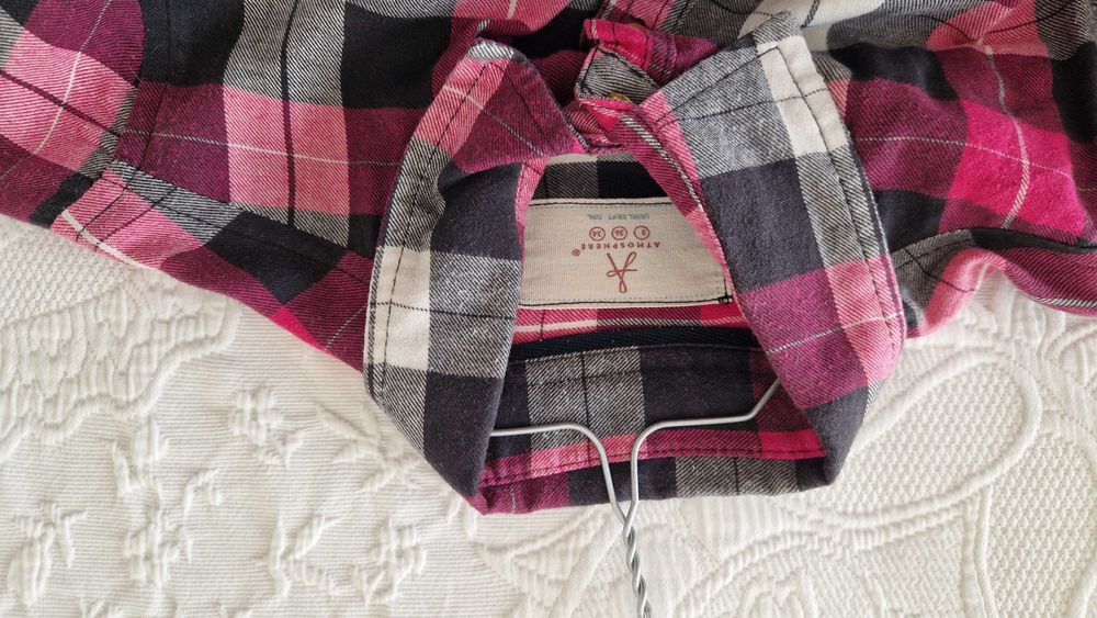 Camisa Xadrez flanela, botões dourados, tamanho S