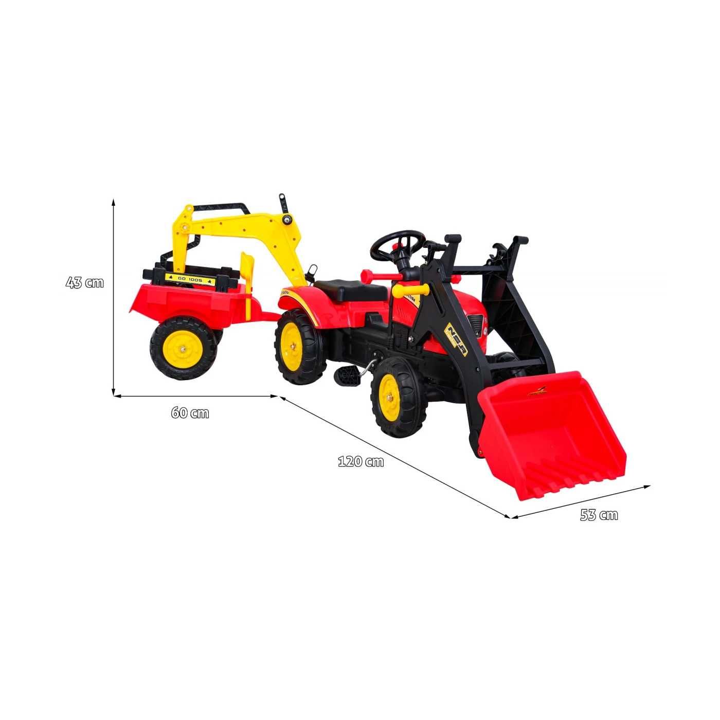 Gokart Traktor Koparka z Przyczepką + Akcesoria łyżka z obu stron