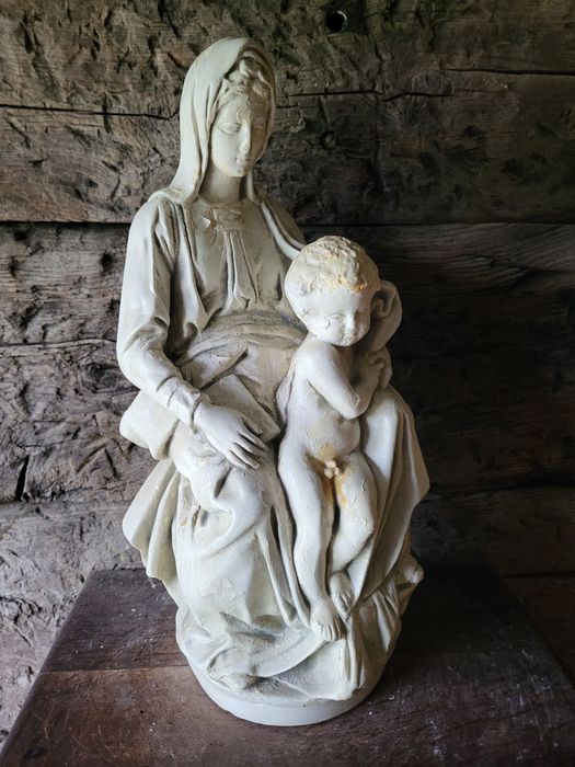 Stara gipsowa figurka Maryja Matka Boża Pan Jezus