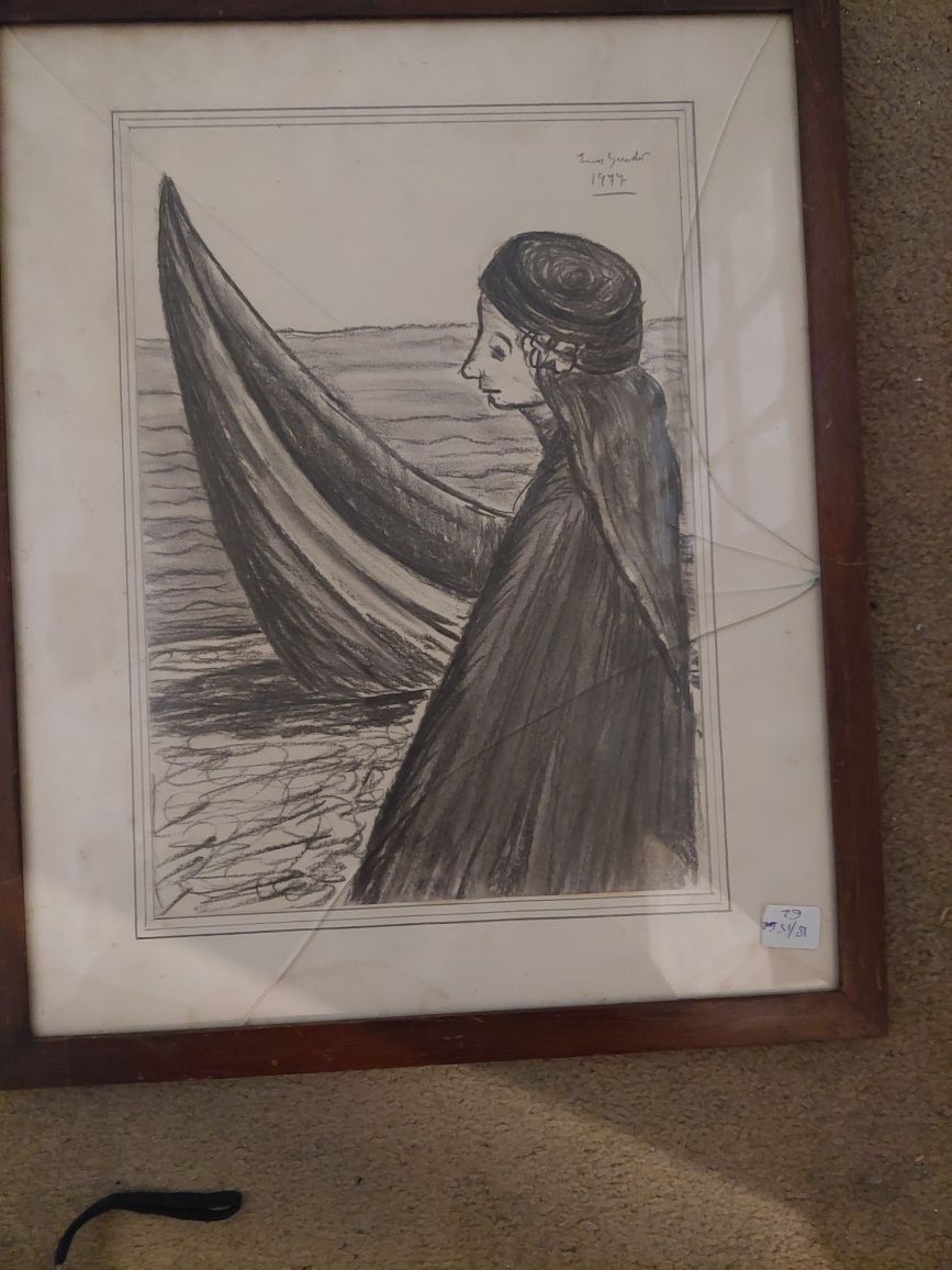 Ema Brandao desenho datado e assinado pintura