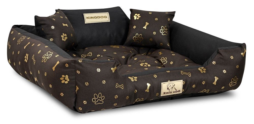Legowisko Dla Psa Kojec Kingdog 75X65 Cm Wodoodporne Kości Złote