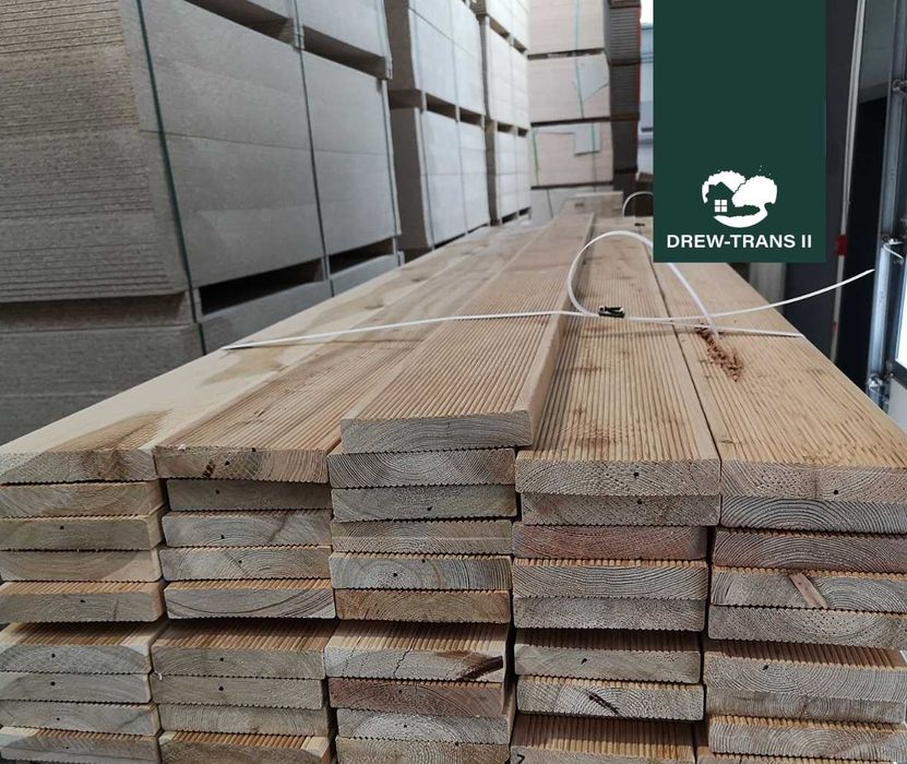 Deska tarasowa drewniana ryflowana 27x145x6000 świerk skandynawski