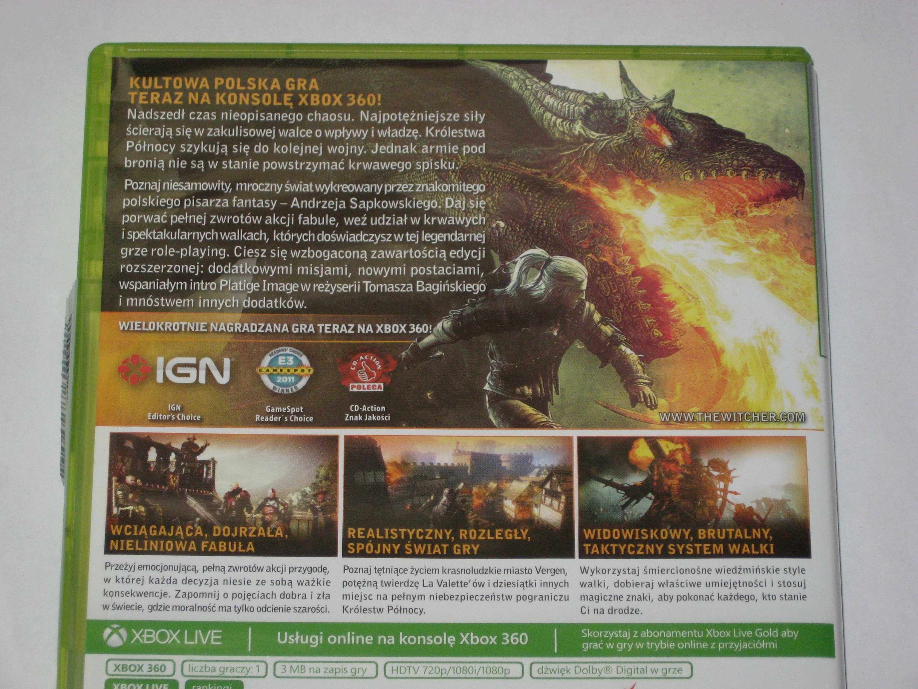 Gra Wiedźmin 2 Zabójcy Królów WITCHER 2 XBOX360 BDB po polsku! 3xPL