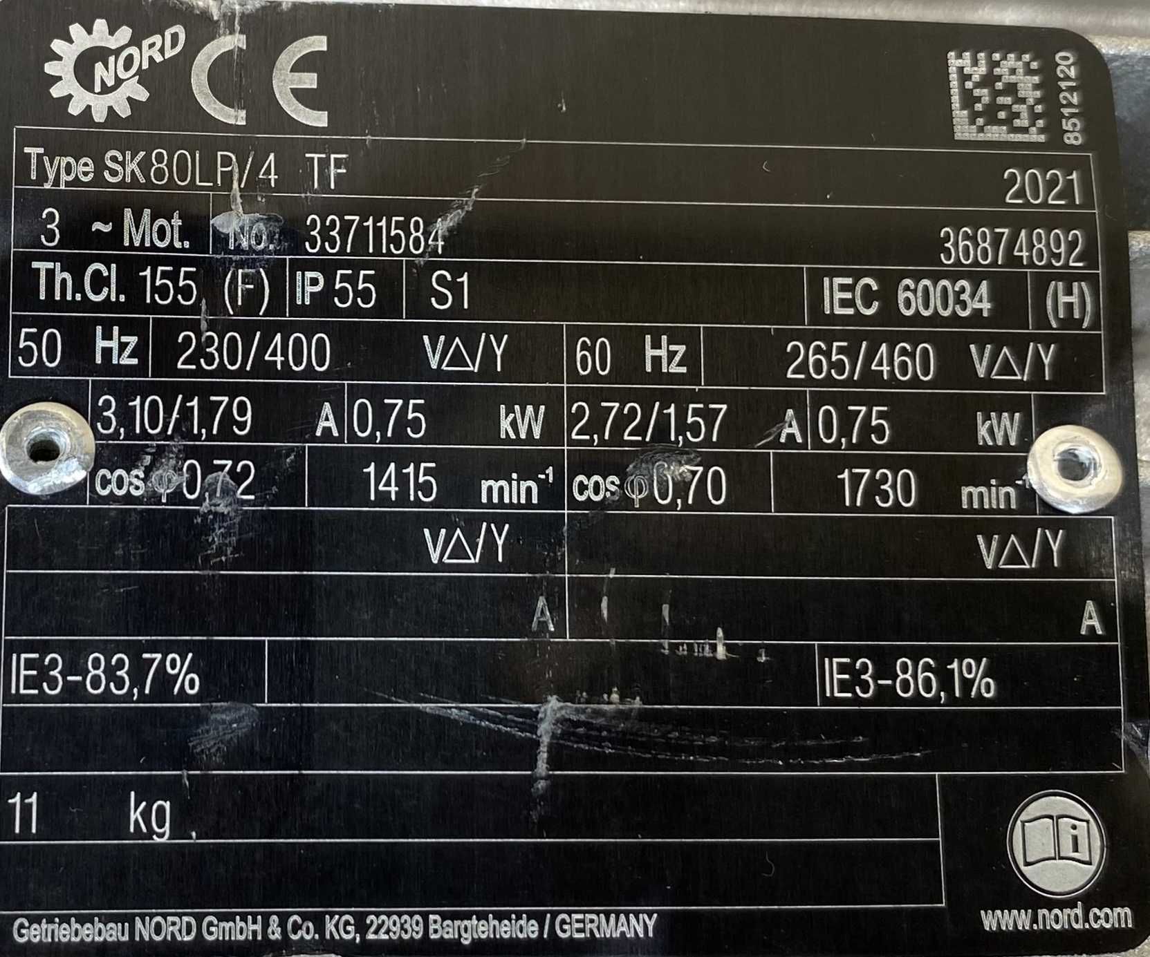 motoreduktor / przekładnia 0,75kW 89obr. 3fazowy NORD