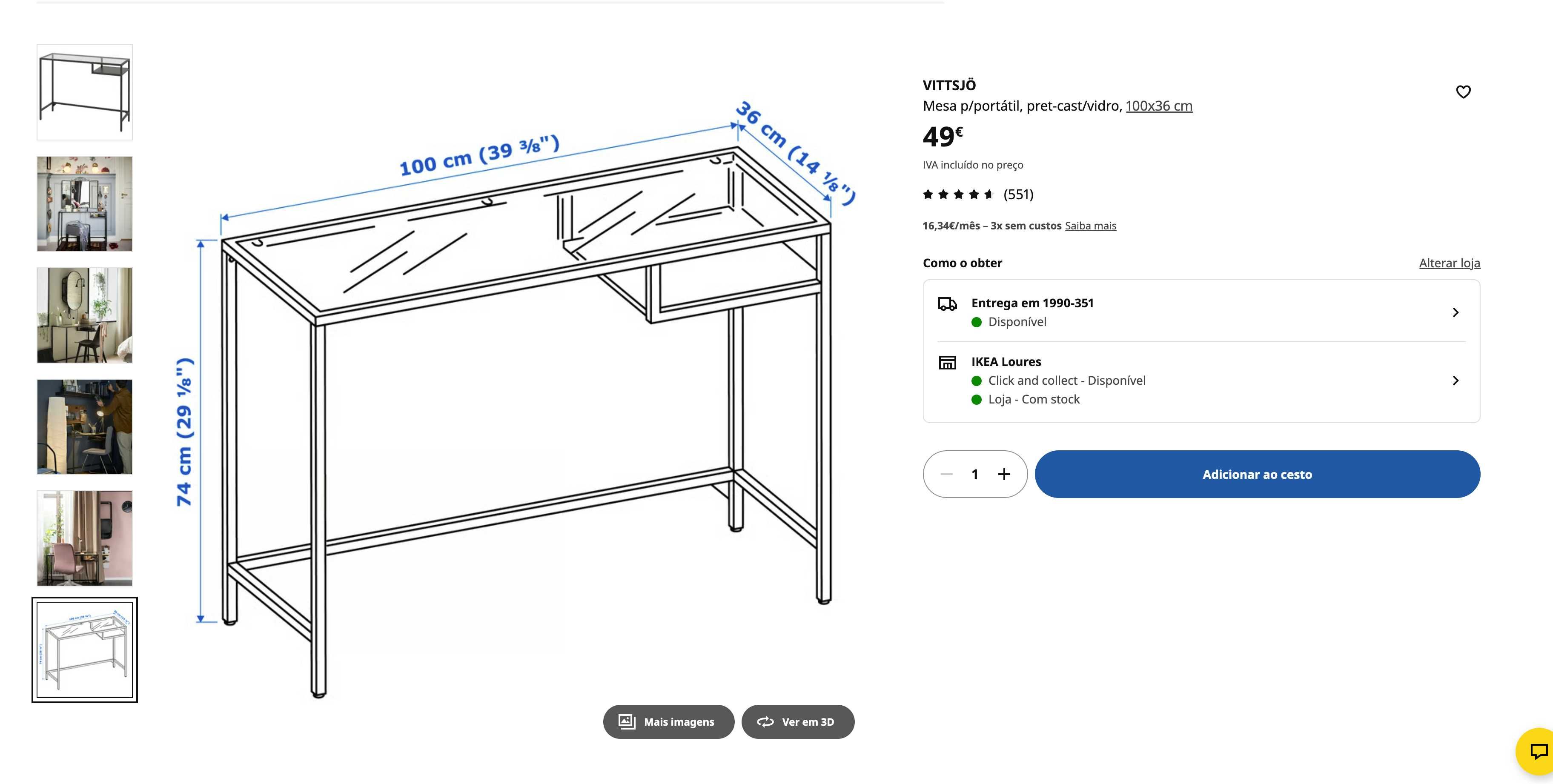 Mesa para portátil VITTSJO IKEA